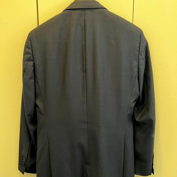 Boss Three-Piece Slim Fit Suit in Navy Silk Wool (34R Fits Like 36R)